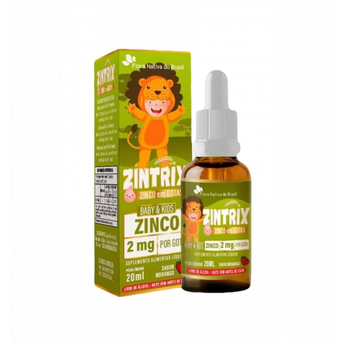 Zintrix Zinco Em Gotas Kids- 20ml- Flora Nativa- Morango