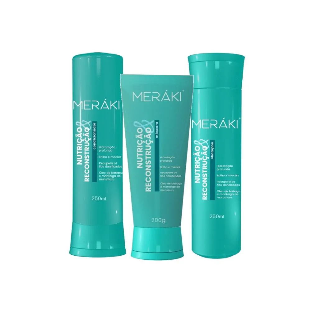 Kit Meráki Nutrição e Reconstrução (Shampoo, Condicionador e Máscara)
