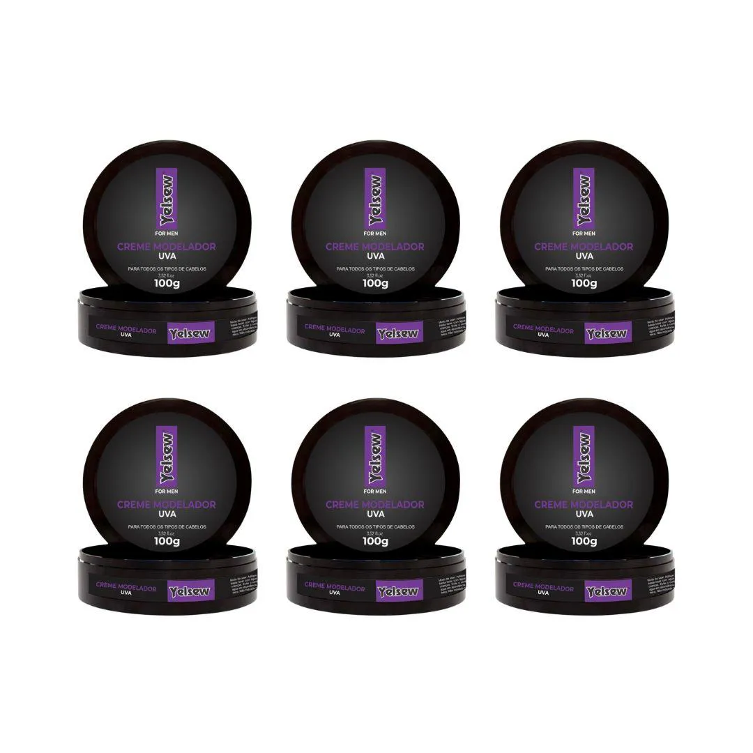 Creme Modelador Capílar Yelsew Uva 100g - Kit C/ 6un