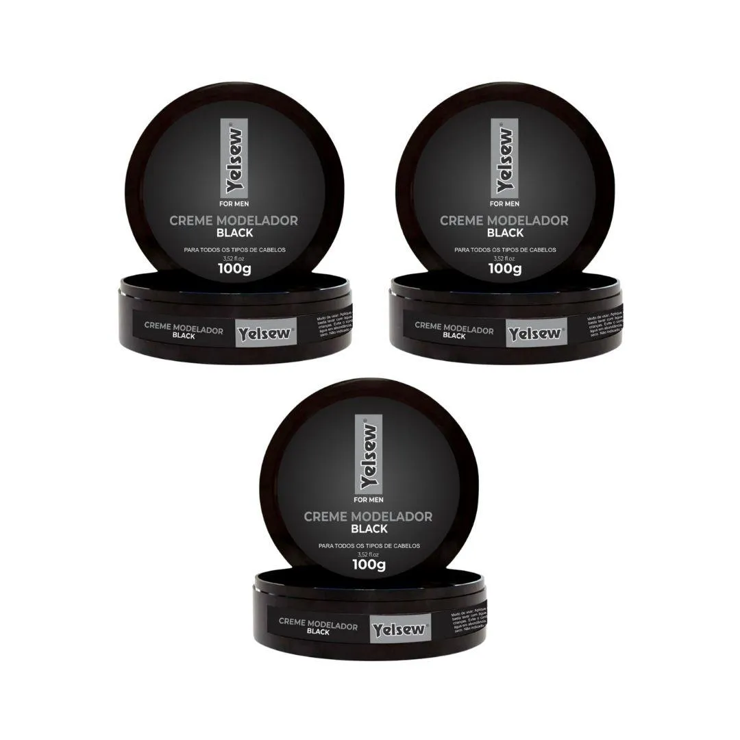 Creme Modelador Capílar Yelsew Black 100g - Kit C/ 3un