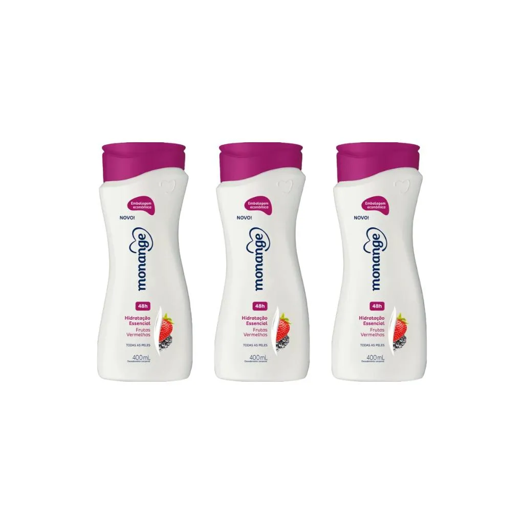Hidratante Corporal Monange 400ml Frutas Vermelhas-Kit C/3un