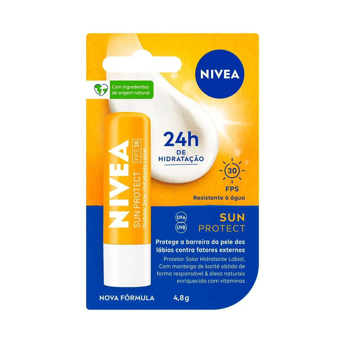 Protetor Solar Labial Hidratante Nivea Sun Protect FPS 30 com 4,8g