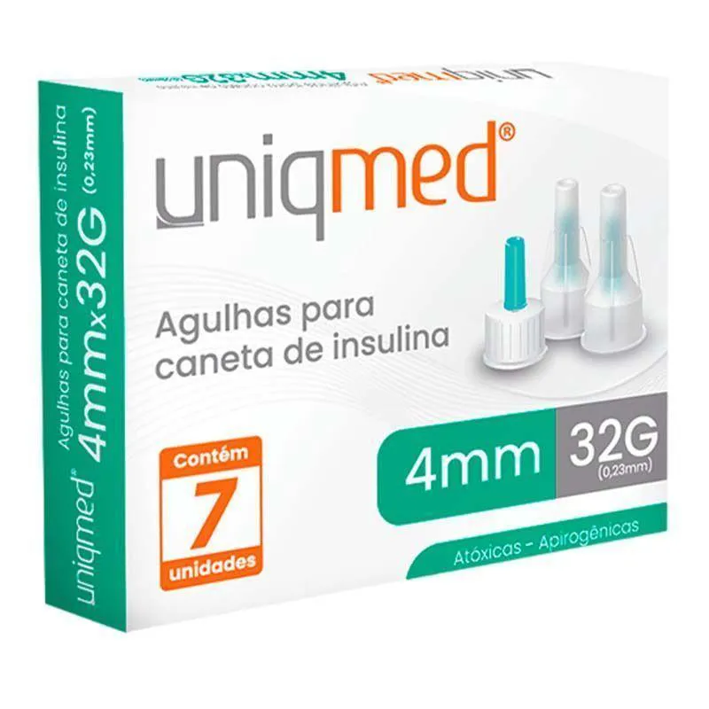 Agulhas Para Canetas de Insulina Uniqmed 4mm 7 unidades