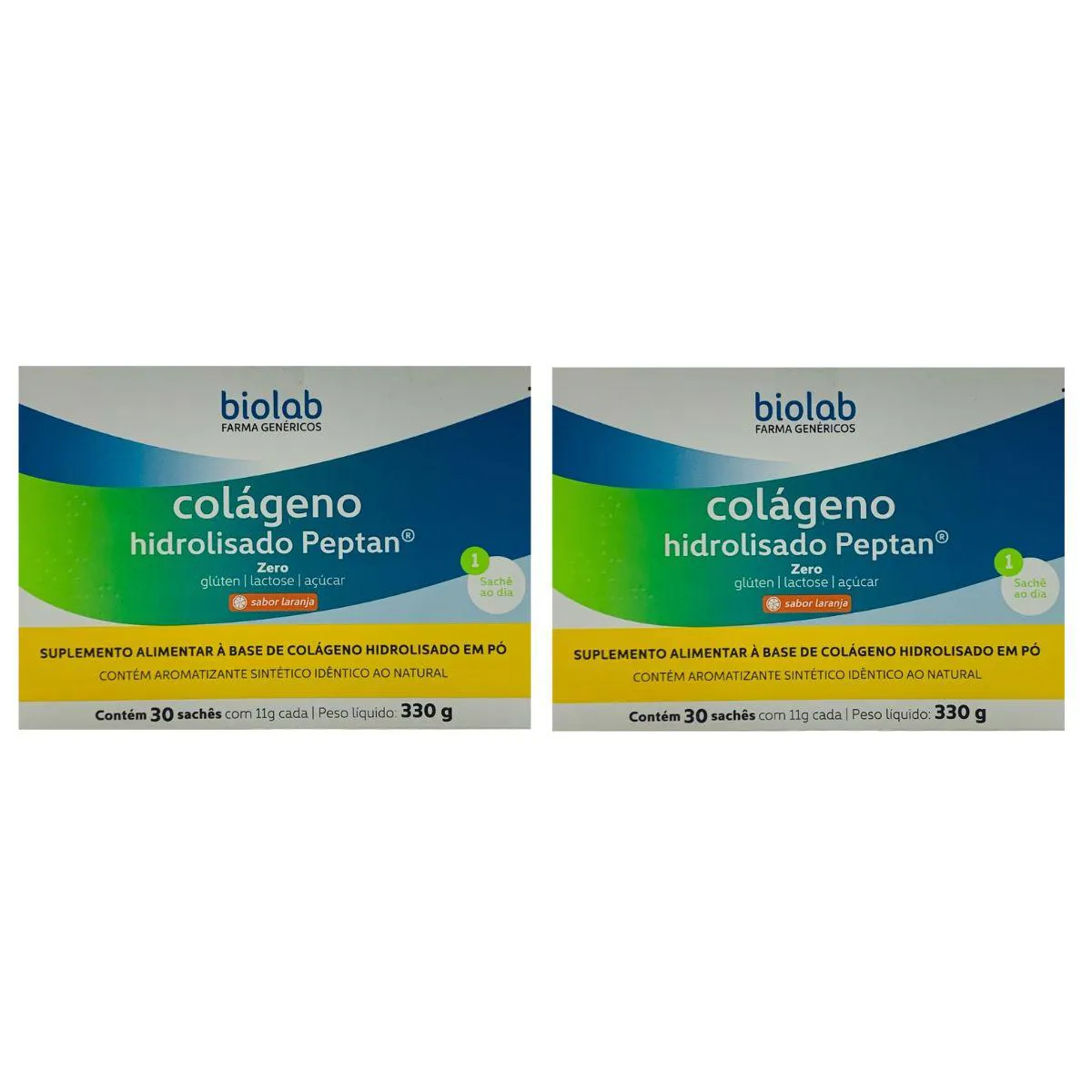2 Caixas Colágeno Hidrolisado Peptan 30 Saches Laranja Biolab