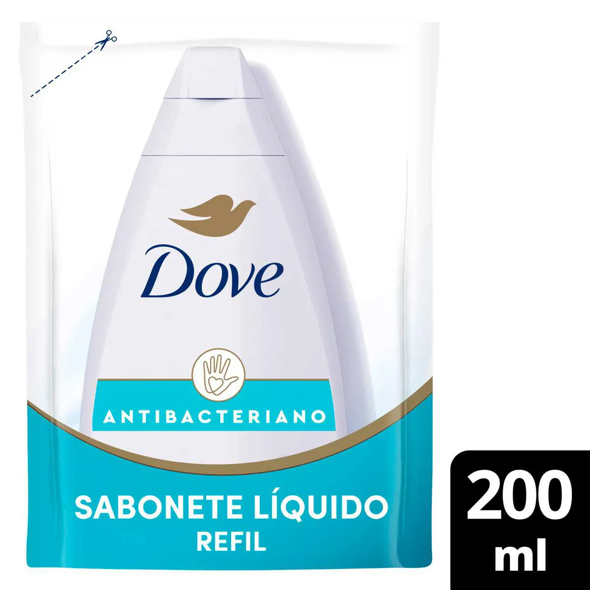 Refil Sabonete Líquido Corporal Dove Cuida e Protege Antibacteriano com 200ml