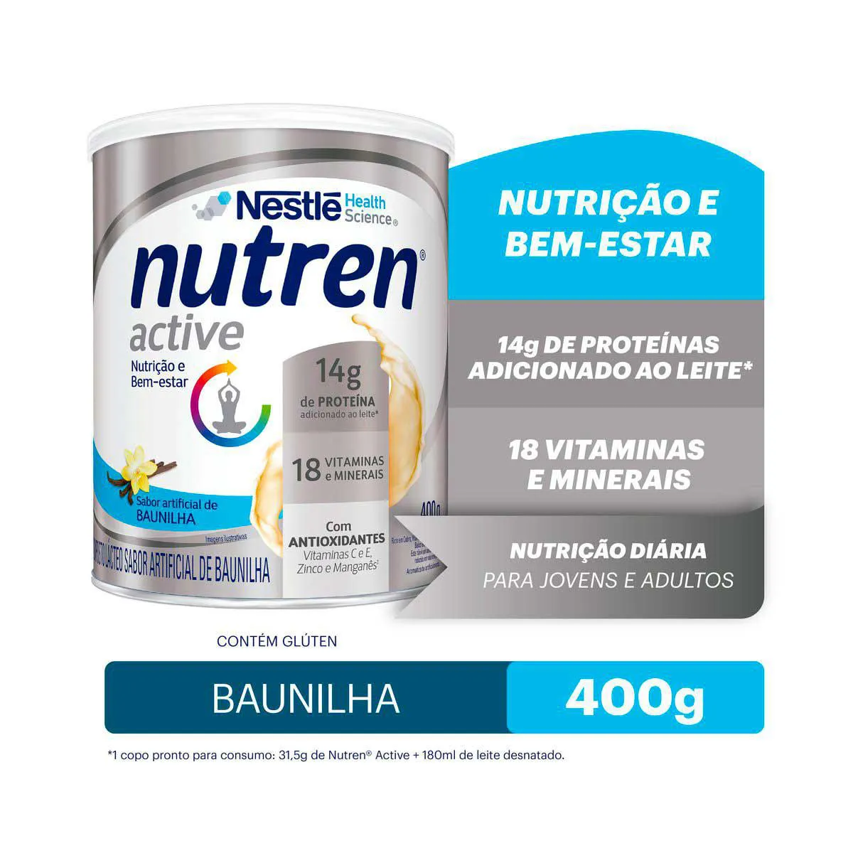 Suplemento Alimentar Nutren Active Nestlé Baunilha com 400g