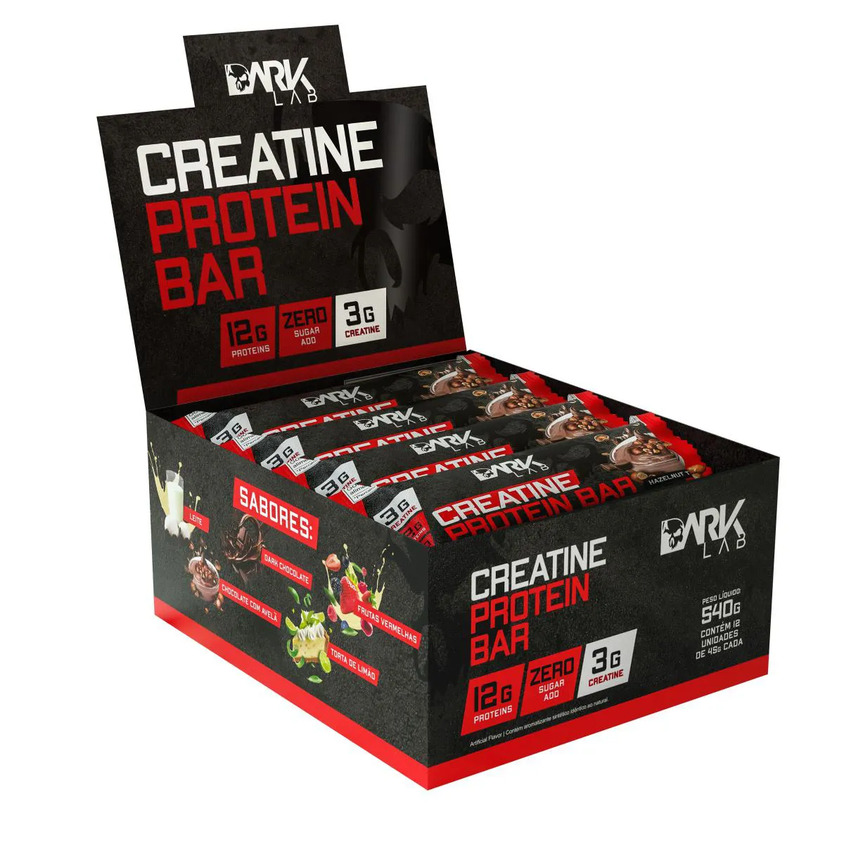 Creatine Protein Bar 12 Un 45g Trufa de Avelã Dark Lab