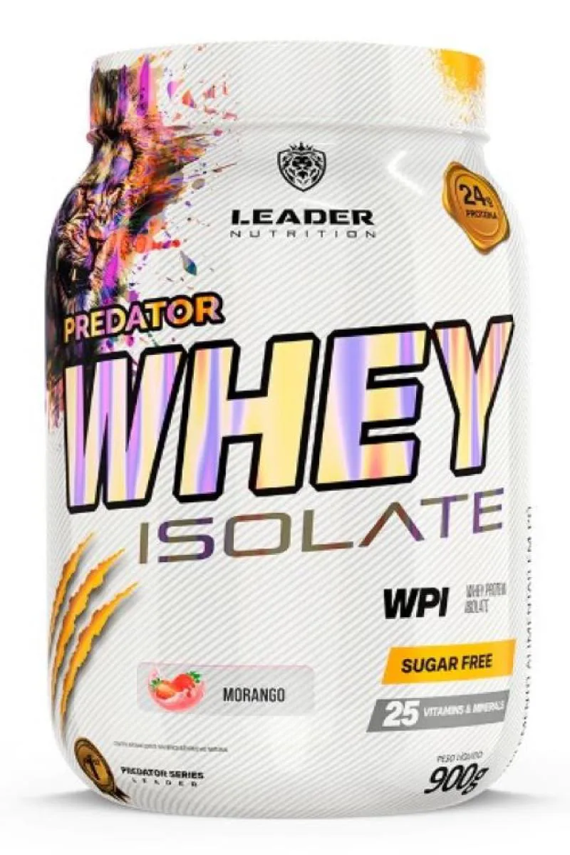 Predator Whey Isolate 900g WPI Isolado - Leader Nutrition Morango