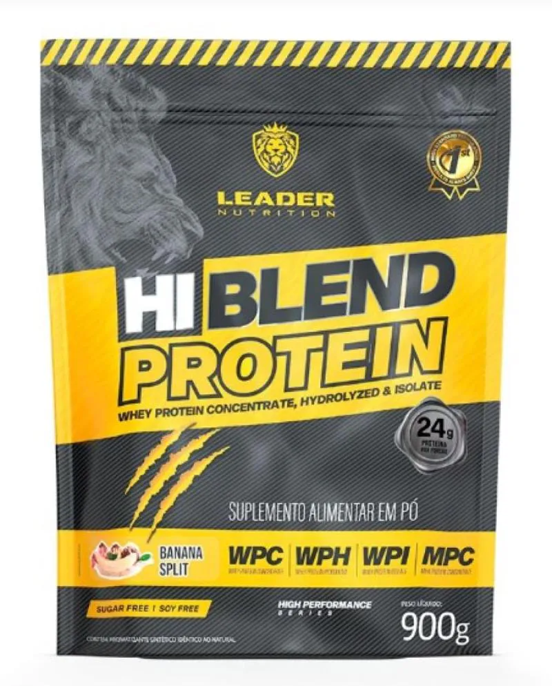 Hi Blend Protein 900g 24g Proteina Leader Nutrition - 0 Soja Morango COM Banana