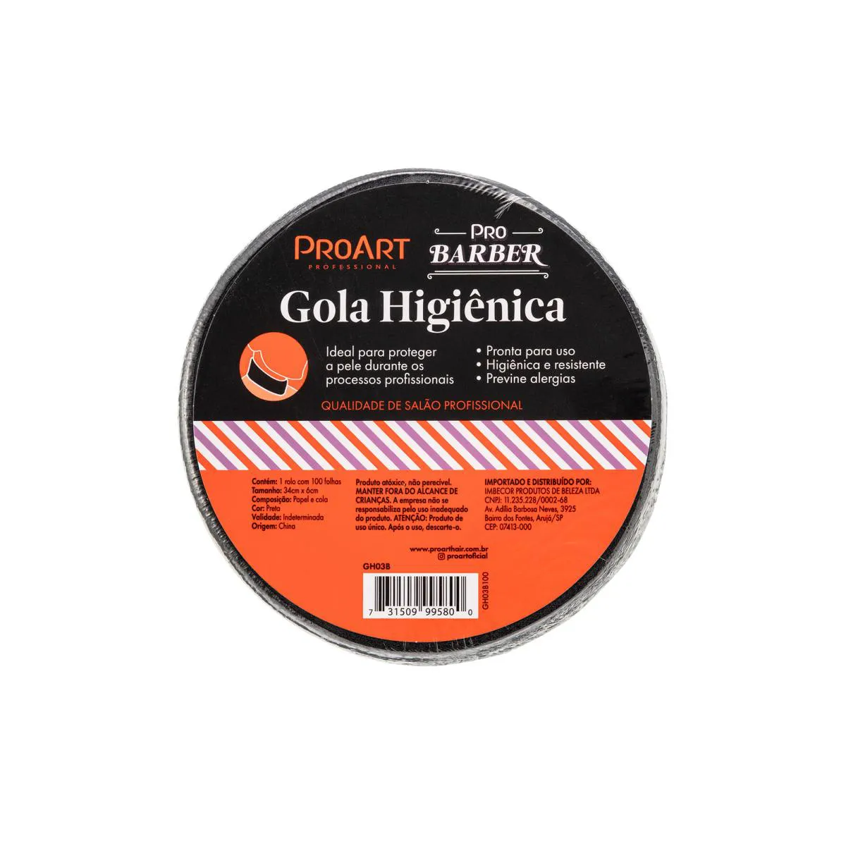 Gola Higiênica 01 Rolo - Proart Preta
