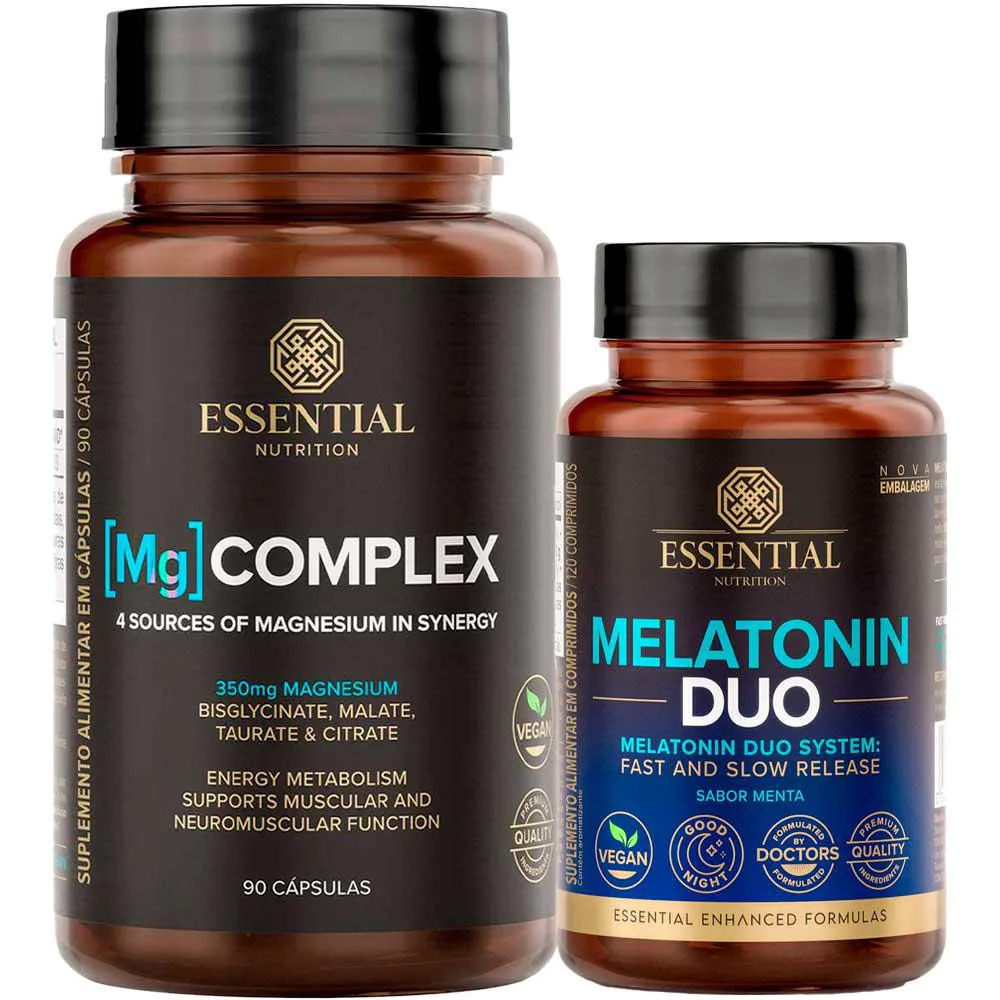Kit Mg Complex - 90 Caps + Melatonin Duo - 120 Caps - Essential Nutrition