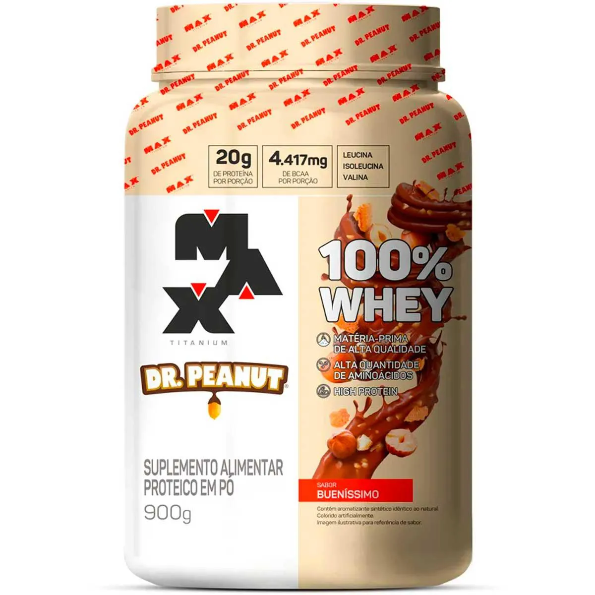 100% Whey Dr. Peanut - (900g) - Max Titanium Bueníssimo