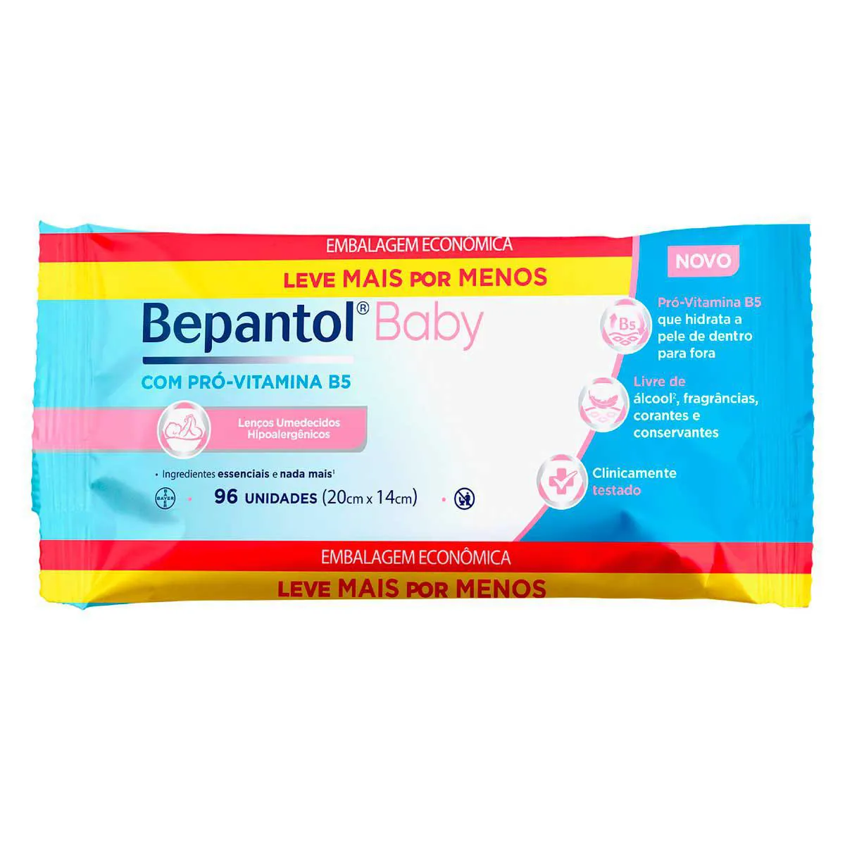 Lenço Umedecido Bepantol Baby Hipoalergênico com Pró Vitamina B5 Sem Fragrância 96 unidades 