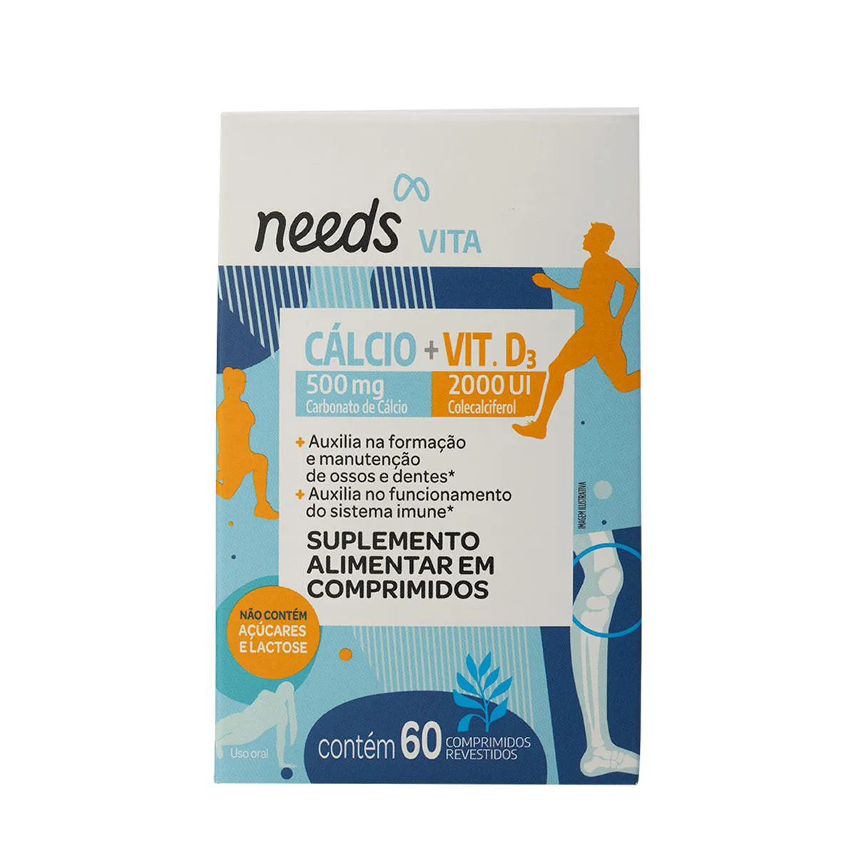 Vitamina D3 2.000UI + Cálcio 500mg Needs Vita 60 Comprimidos