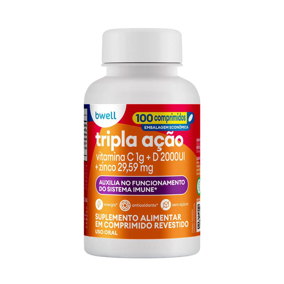 Vitamina C bwell Tripla Ação 100 comprimidos