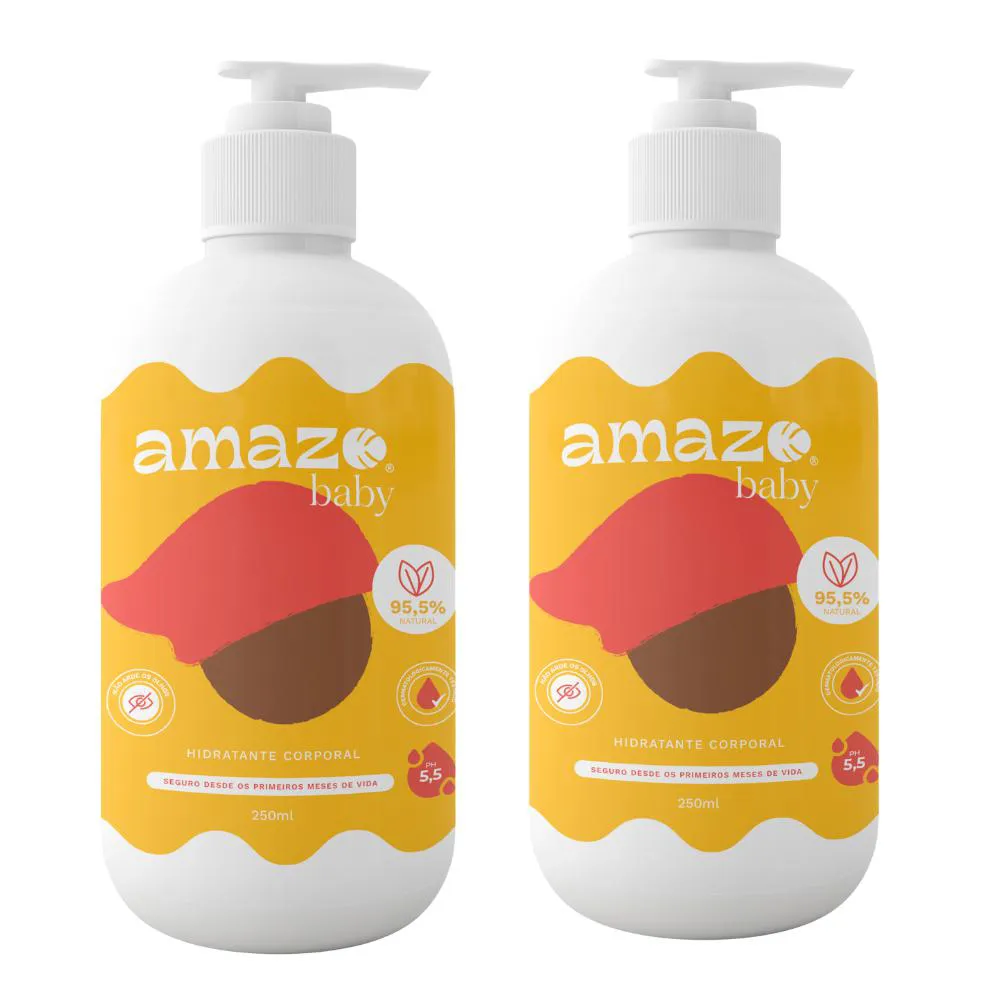 Kit 2 Hidratantes Corporais Saci Pererê - Amazo Baby - Creme Hidratante para Bebês e Crianças (250ml)