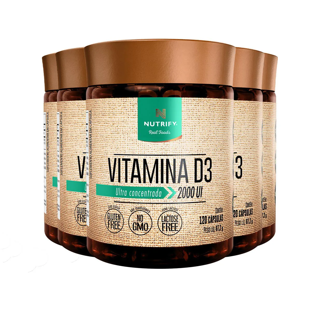 	Kit 5 Vitamina D3 2000 UI Nutrify 120 Cápsulas