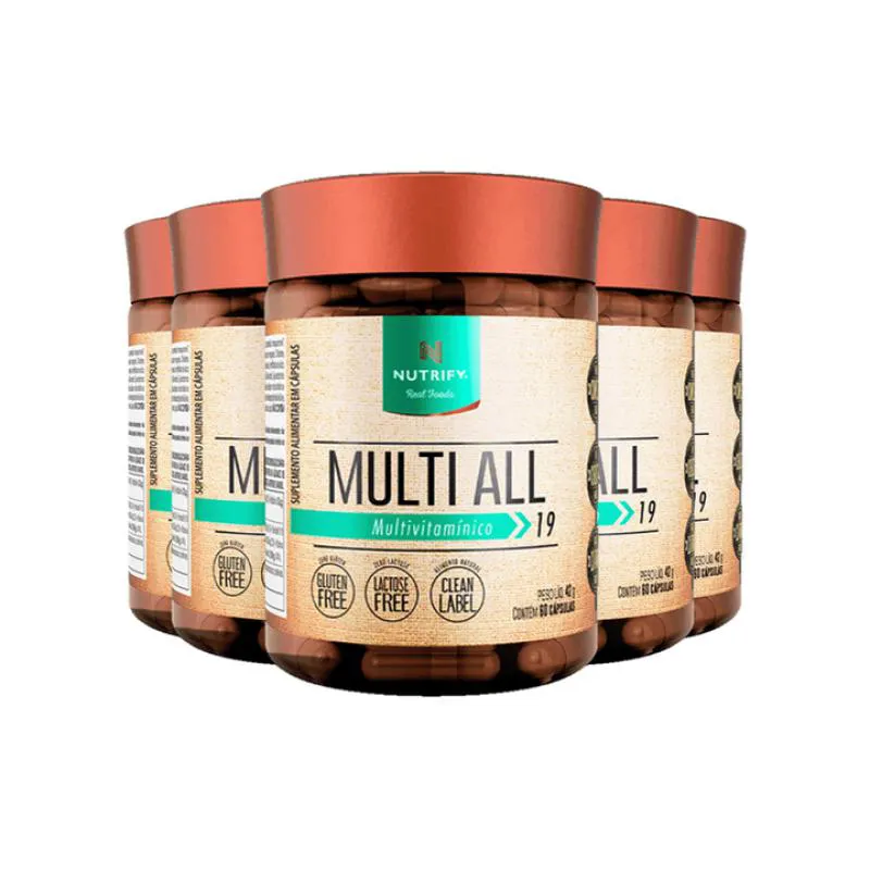 Kit 5 Multi All Multivitamínico Nutrify 60 Cápsulas