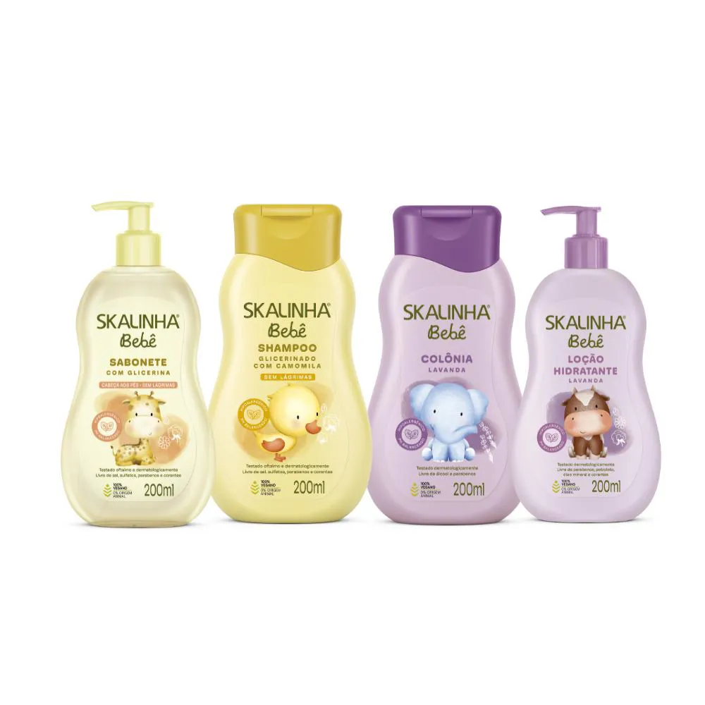 Kit Shampoo Sabonete Colônia Loção Bebê Infantil Skalinha