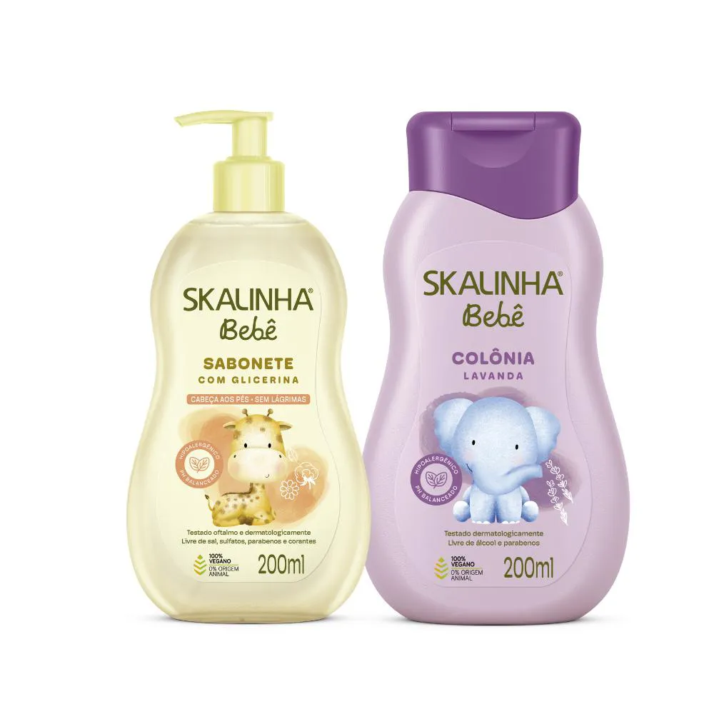 Kit Sabonete Líquido Colônia Bebê Lavanda Infantil Skalinha
