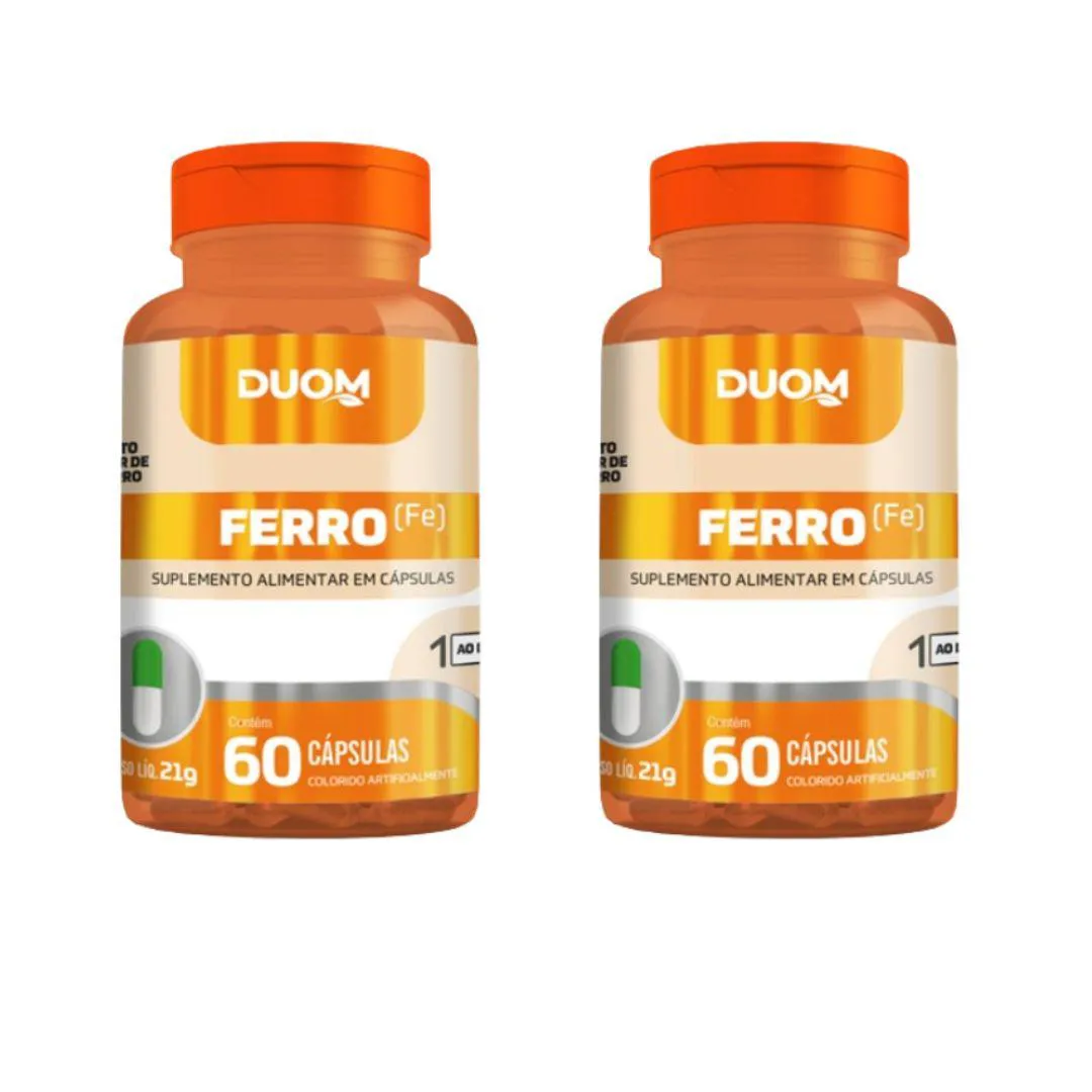 Kit 2un Suplemento Alimentar Ferro Quelato 60Cps - Duom