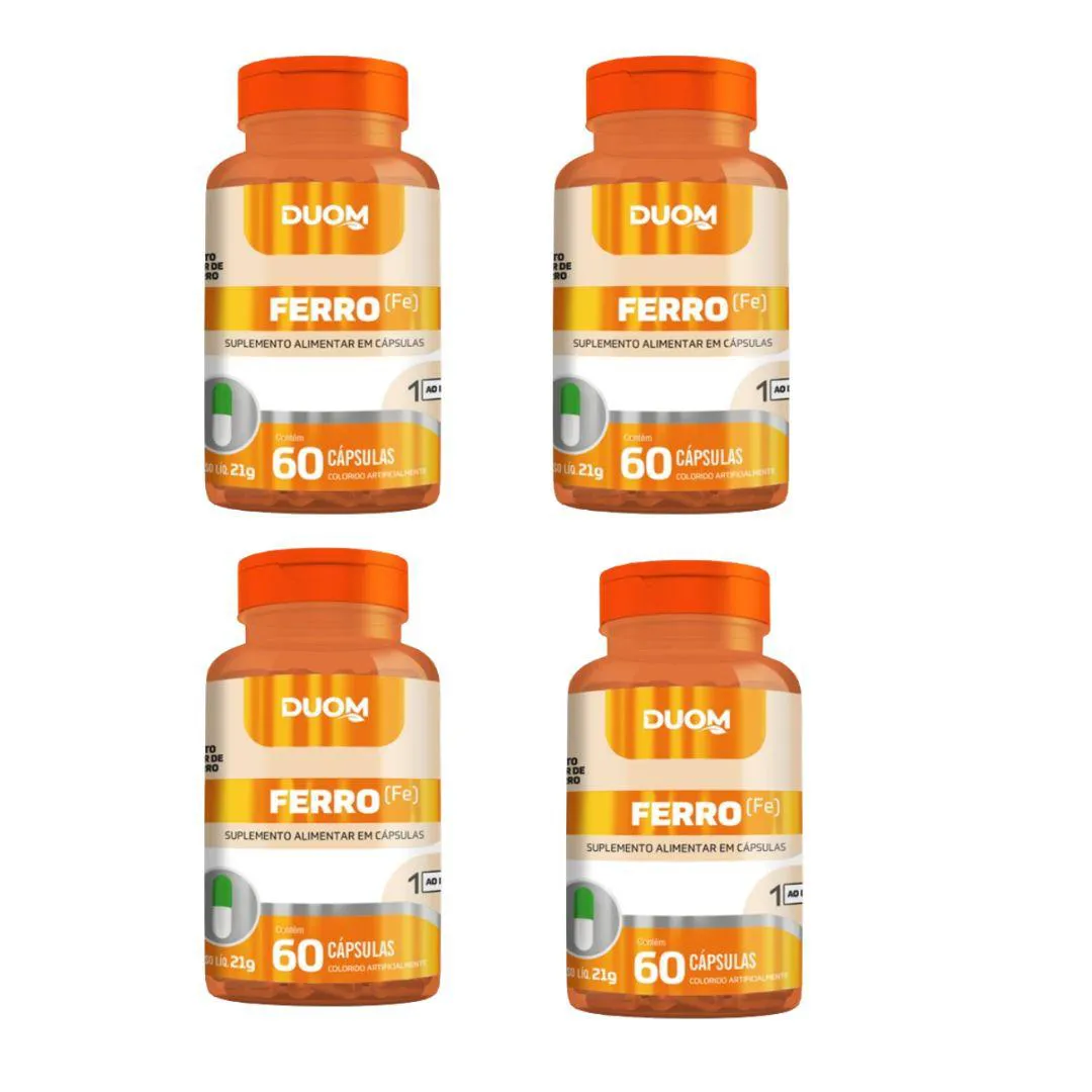 Kit 4un Suplemento Alimentar Ferro Quelato 60Cps - Duom