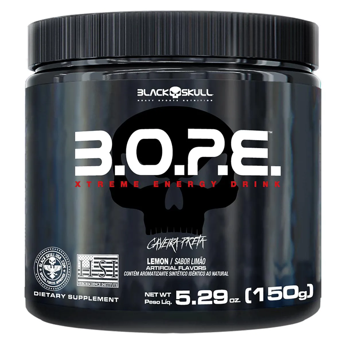 PRé TREINO B.O.P.E. POTE COM 150G (30 DOSES) - BLACK SKULL Limão