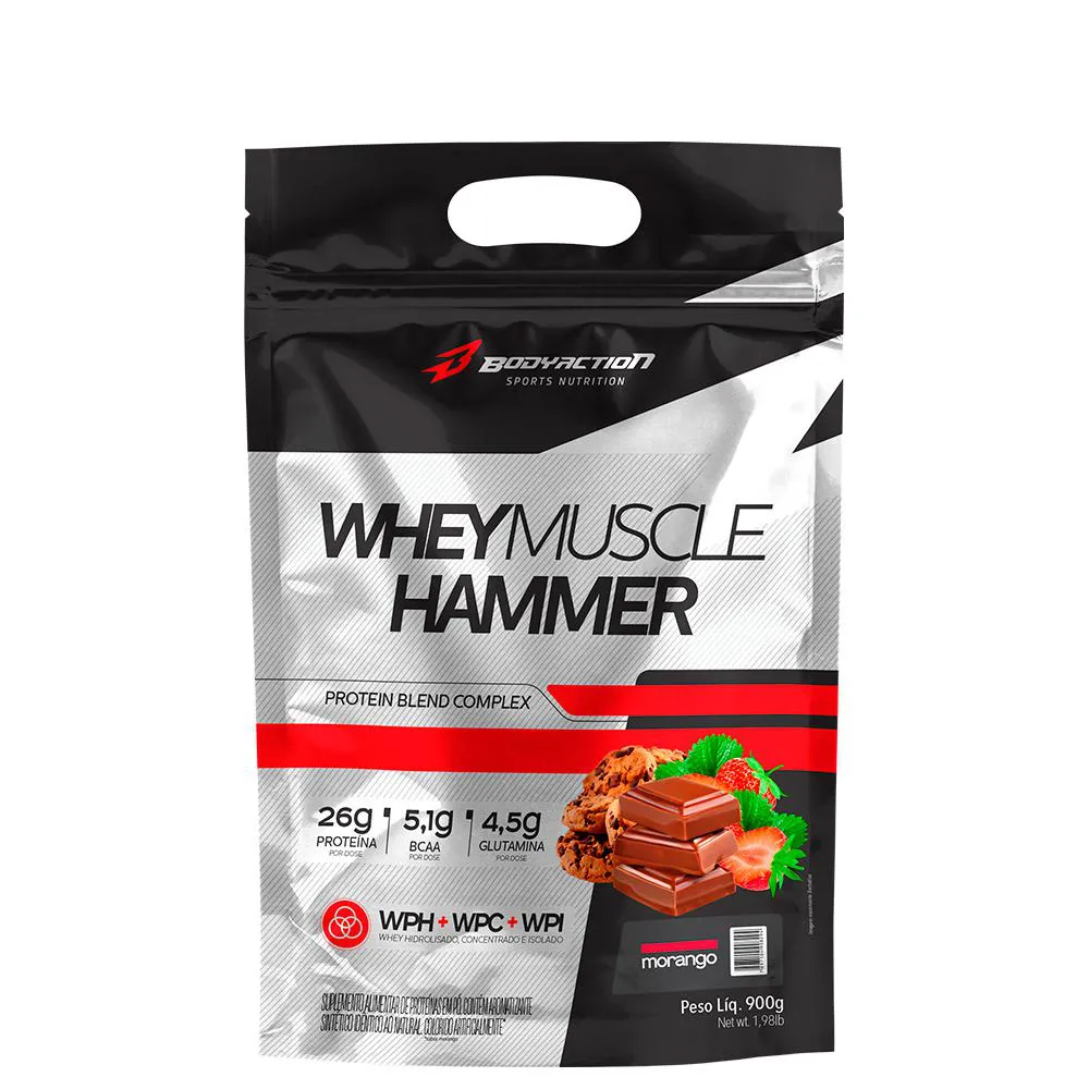 WHEY MUSCLE HAMMER 900G MORANGO