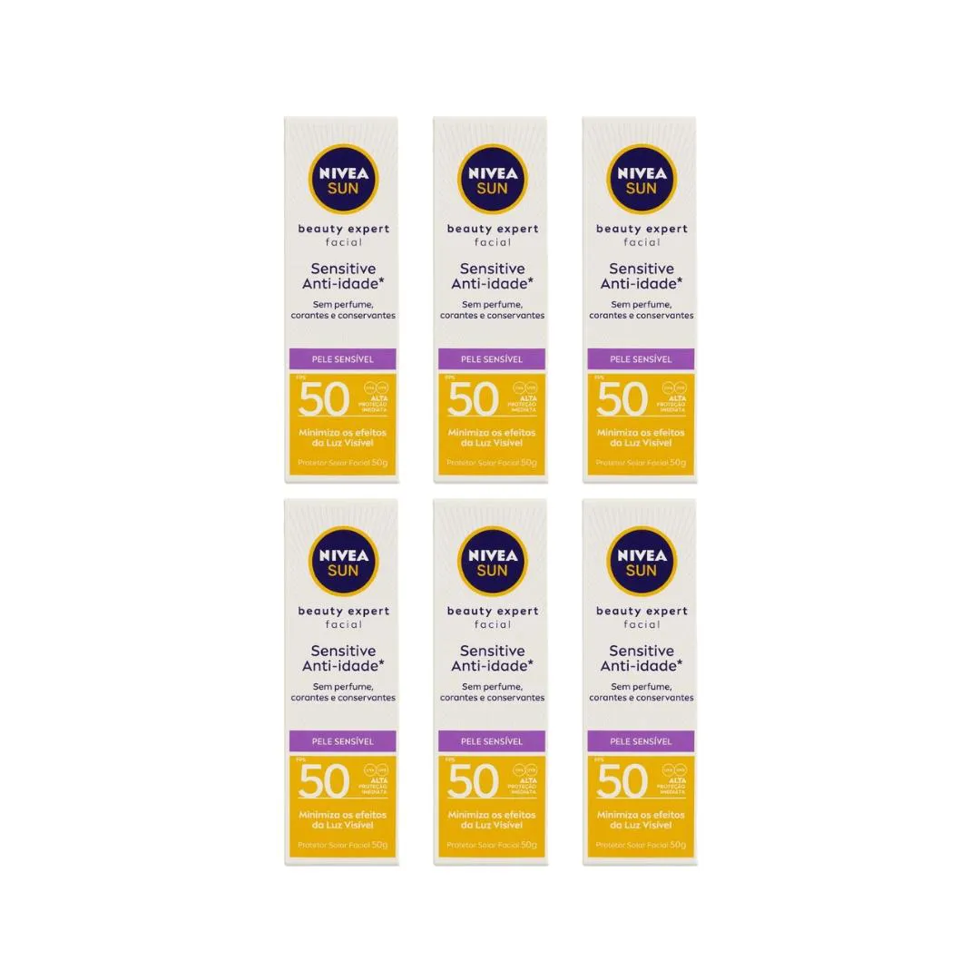 PROTETOR SOLAR NIVEA FACIAL 50G BEAUTY F50 ANTIDADE- KIT 6UN