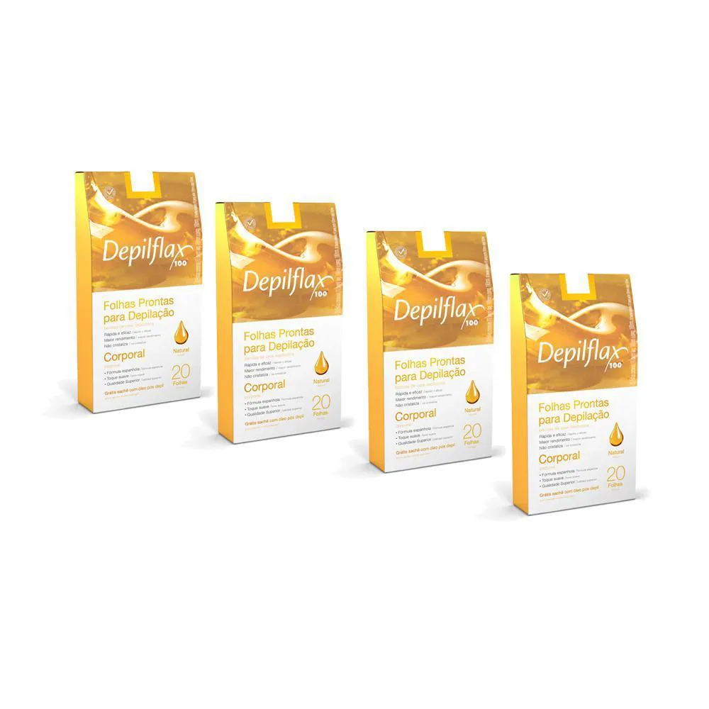 KIT 4X FOLHAS PRONTAS CORPORAIS C/ 20 UNI. NATURAL DEPIFLAX