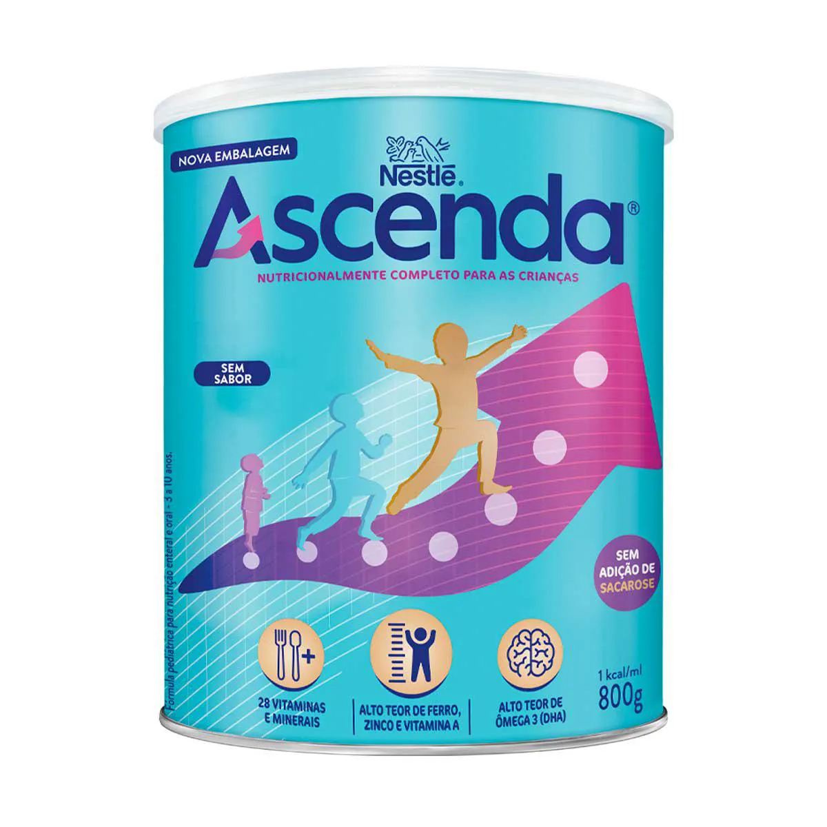 Fórmula Infantil Ascenda Nestlé Sem Sabor 3 a 10 anos 800g