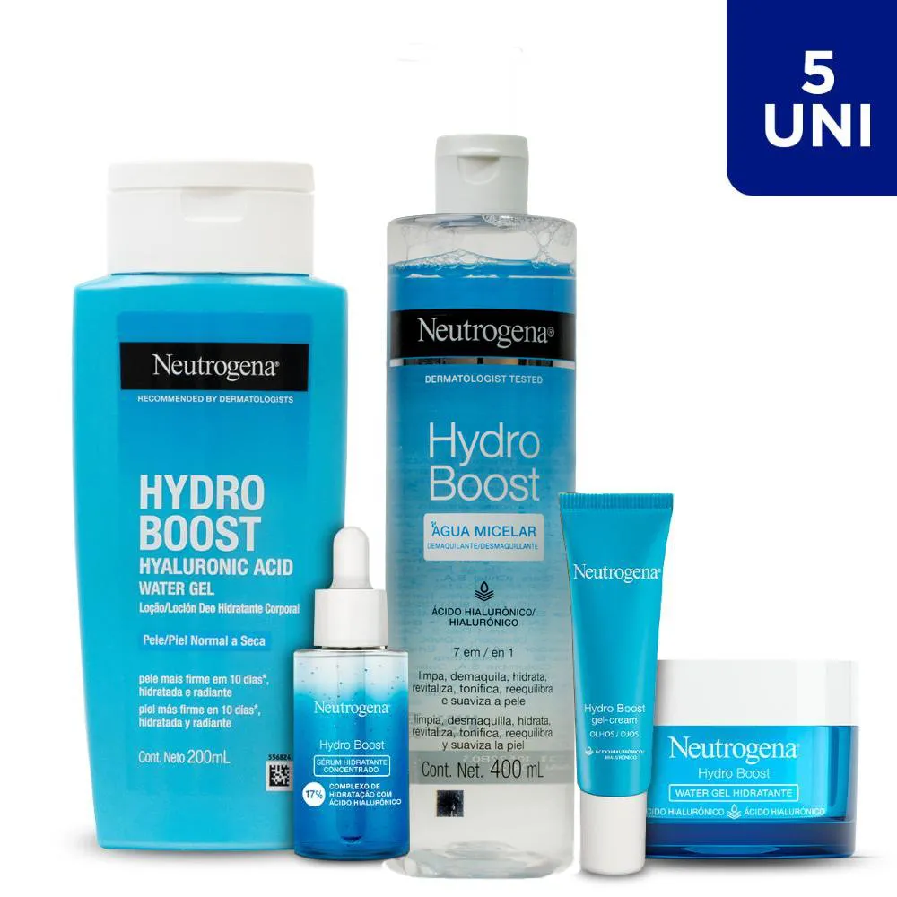 Kit Neutrogena Hydro boost Hidratante + Sérum + Àgua Micelar + Creme para os Olhos