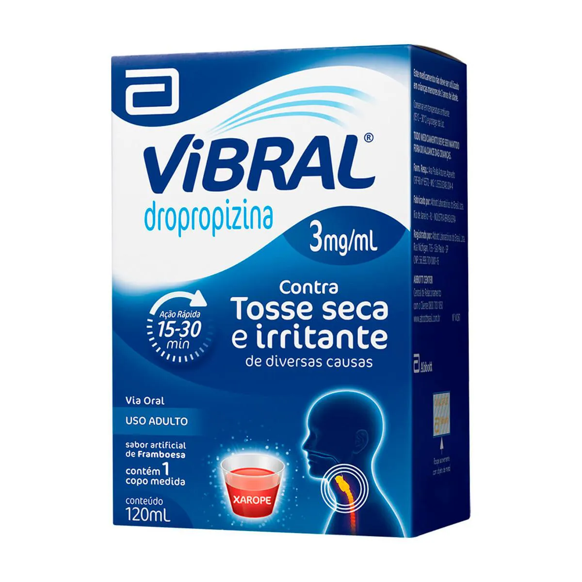 Vibral 3mg/ml Sabor Framboesa Xarope 120ml