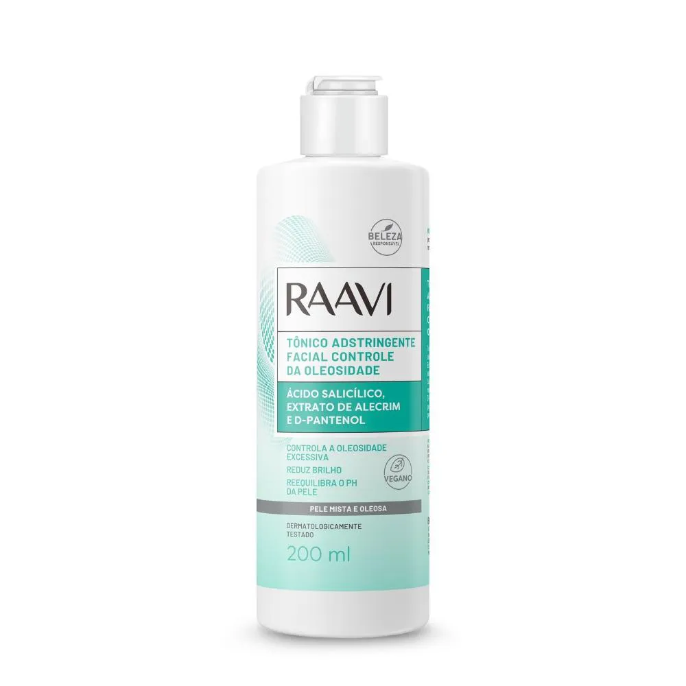 Tônico Adstringente Facial Antioleosidade Vegano Raavi 200ml