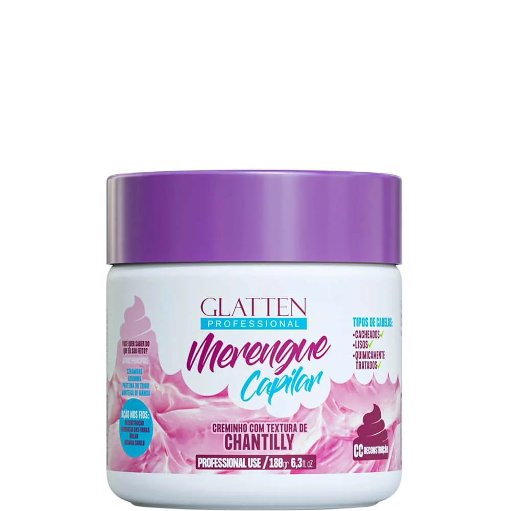 Glatten Merengue Capilar - Máscara Creme Desmaia Cabelo Textura Chantilly 180g
