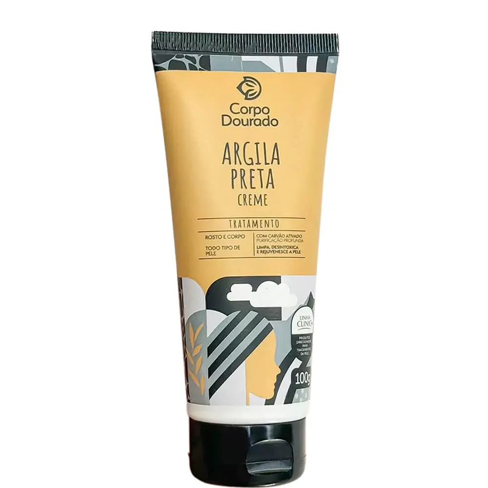 Corpo Dourado Clinic Mais - Argila Creme Preta Tratamento Facial e Corporal 100g