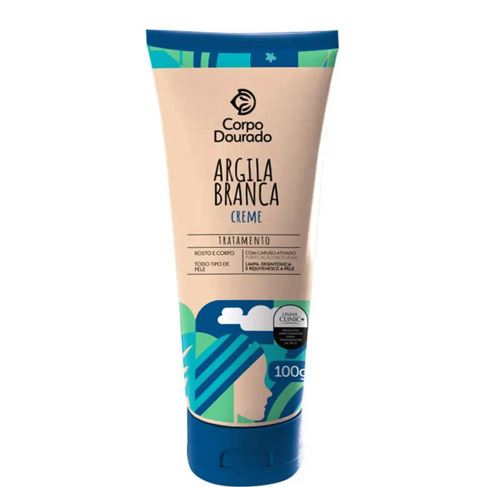 Corpo Dourado Clinic Mais - Argila Creme Branca Tratamento Facial e Corporal 100g