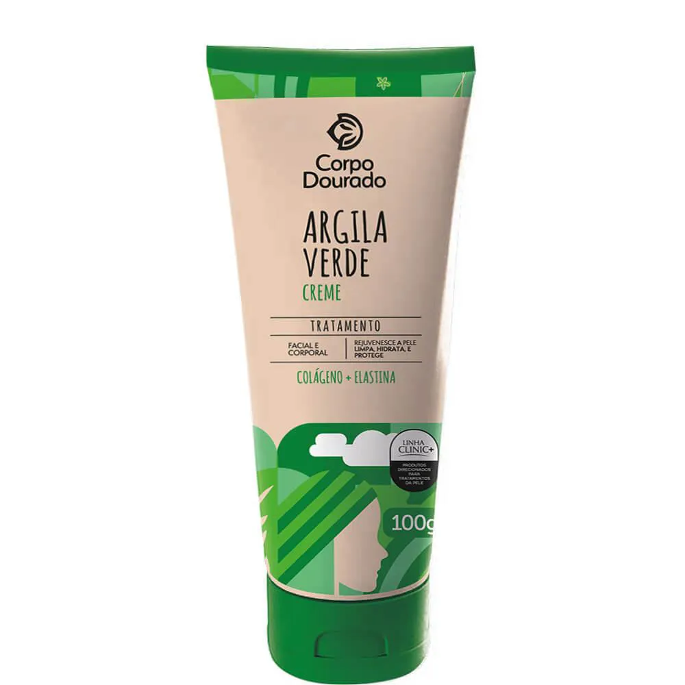 Corpo Dourado Clinic Mais - Argila Creme Verde Tratamento Facial e Corporal 100g