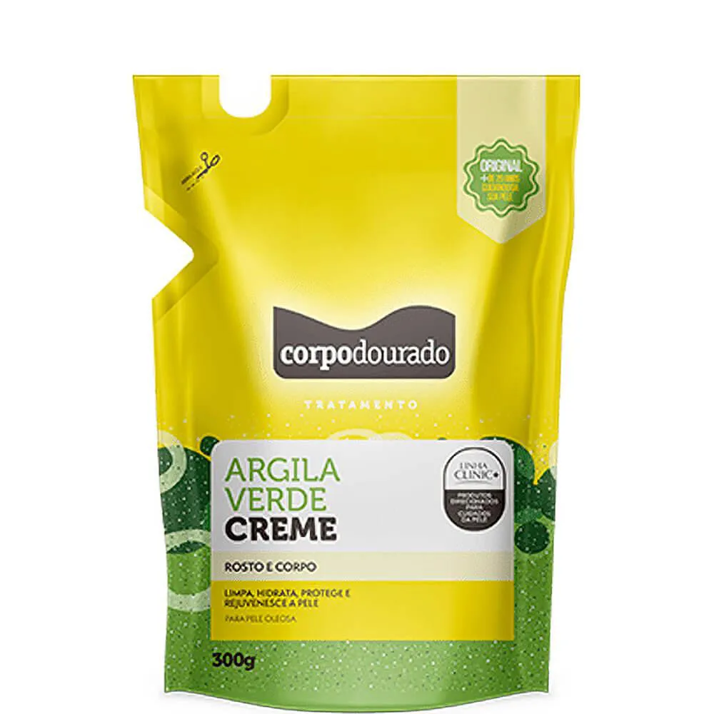 Corpo Dourado Clinic Mais - Argila Creme Verde Tratamento Facial e Corporal 300g
