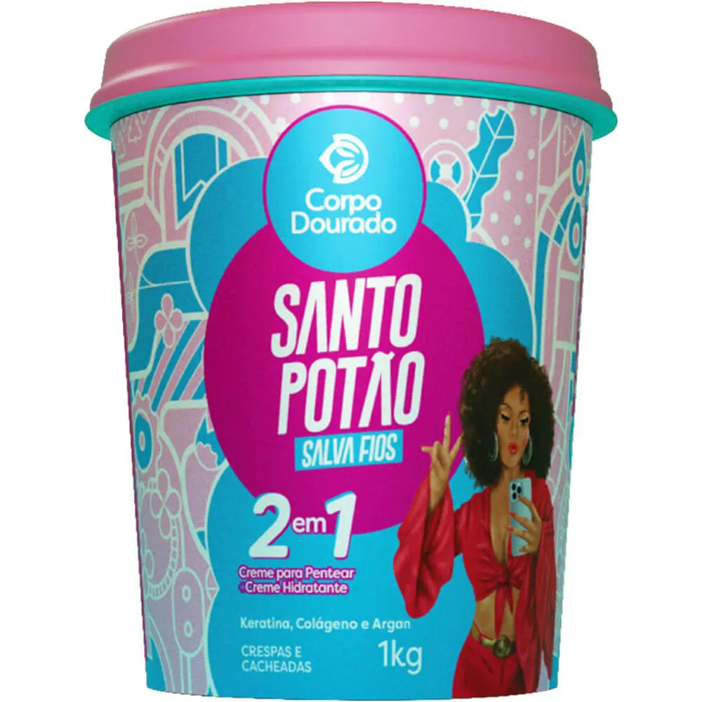 Corpo Dourado Santo Potão - Creme 2 em 1 de Pentear e Hidratação 1kg