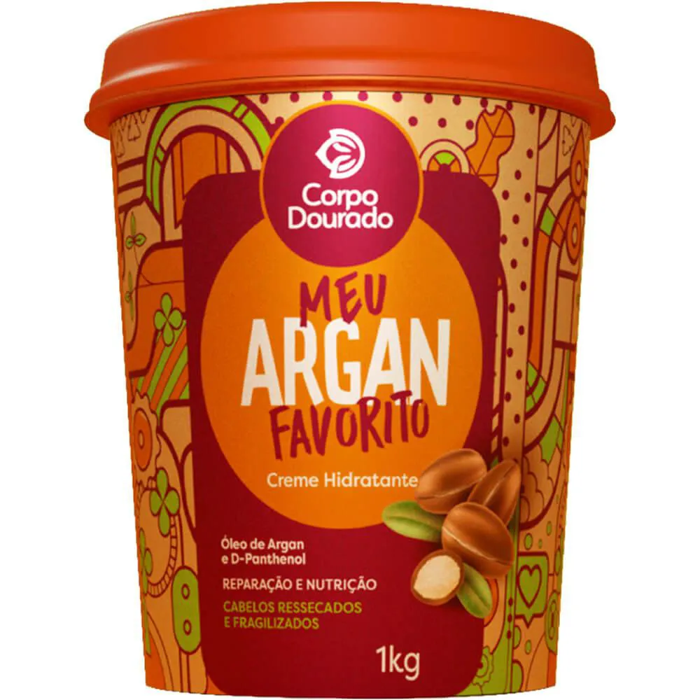 Corpo Dourado Meu Argan Favorito - Creme 2 em 1 de Pentear e Hidratação 1kg