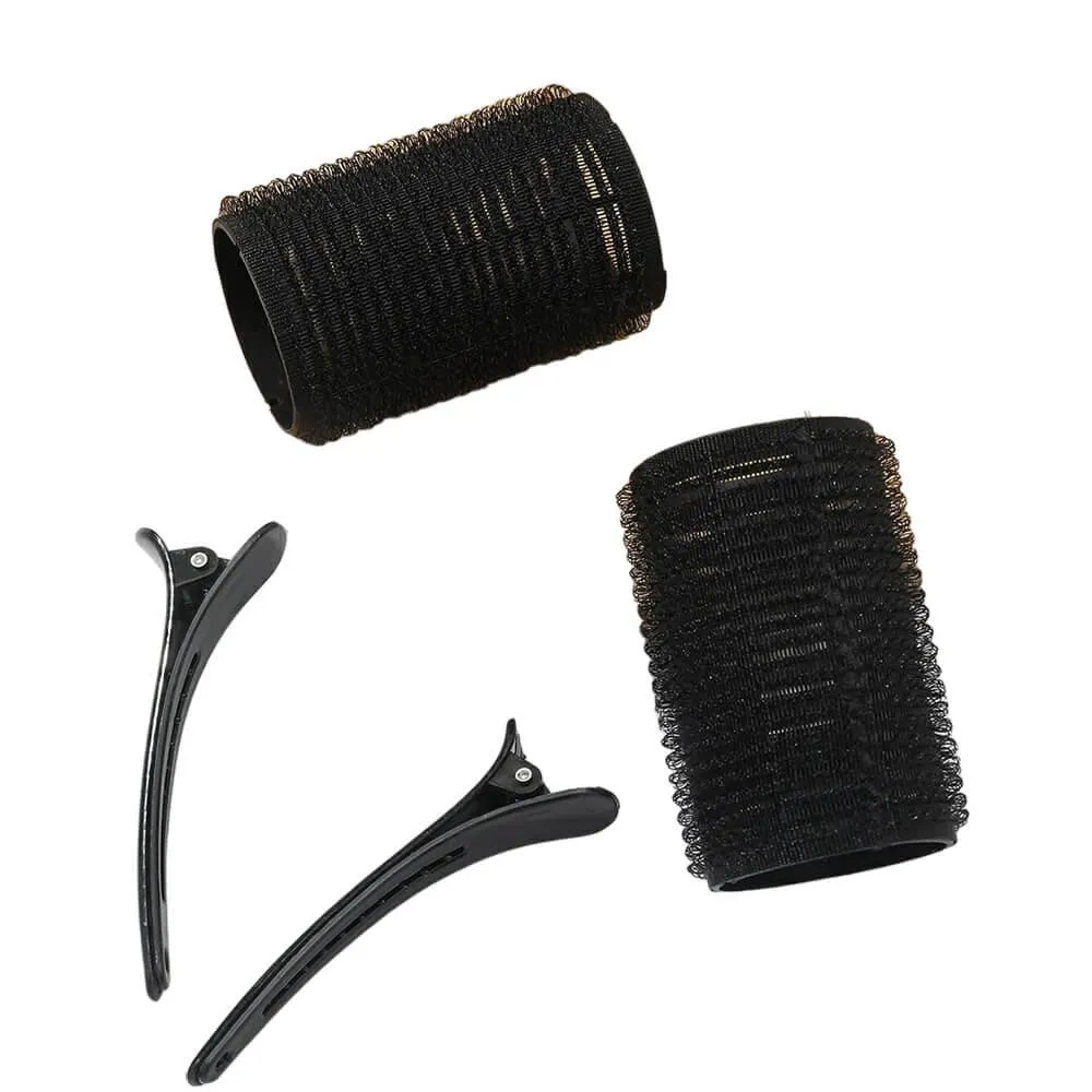 Kit Bobes de Cabelo com Velcro e Grampo 35mm Nº 4 Preto (2 Peças)
