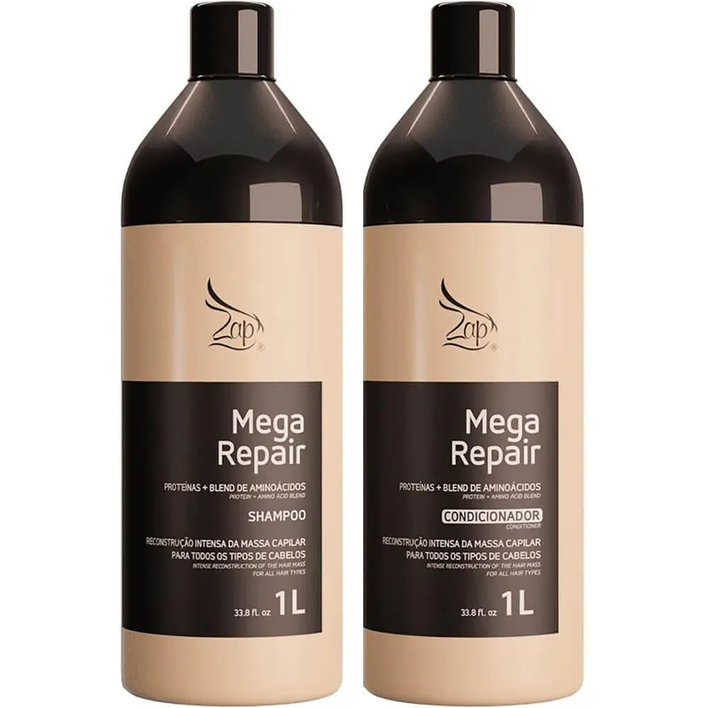 Zap Mega Repair - Kit Reconstrução Proteínas e Aminoácidos Litro Duo (2 Produtos)