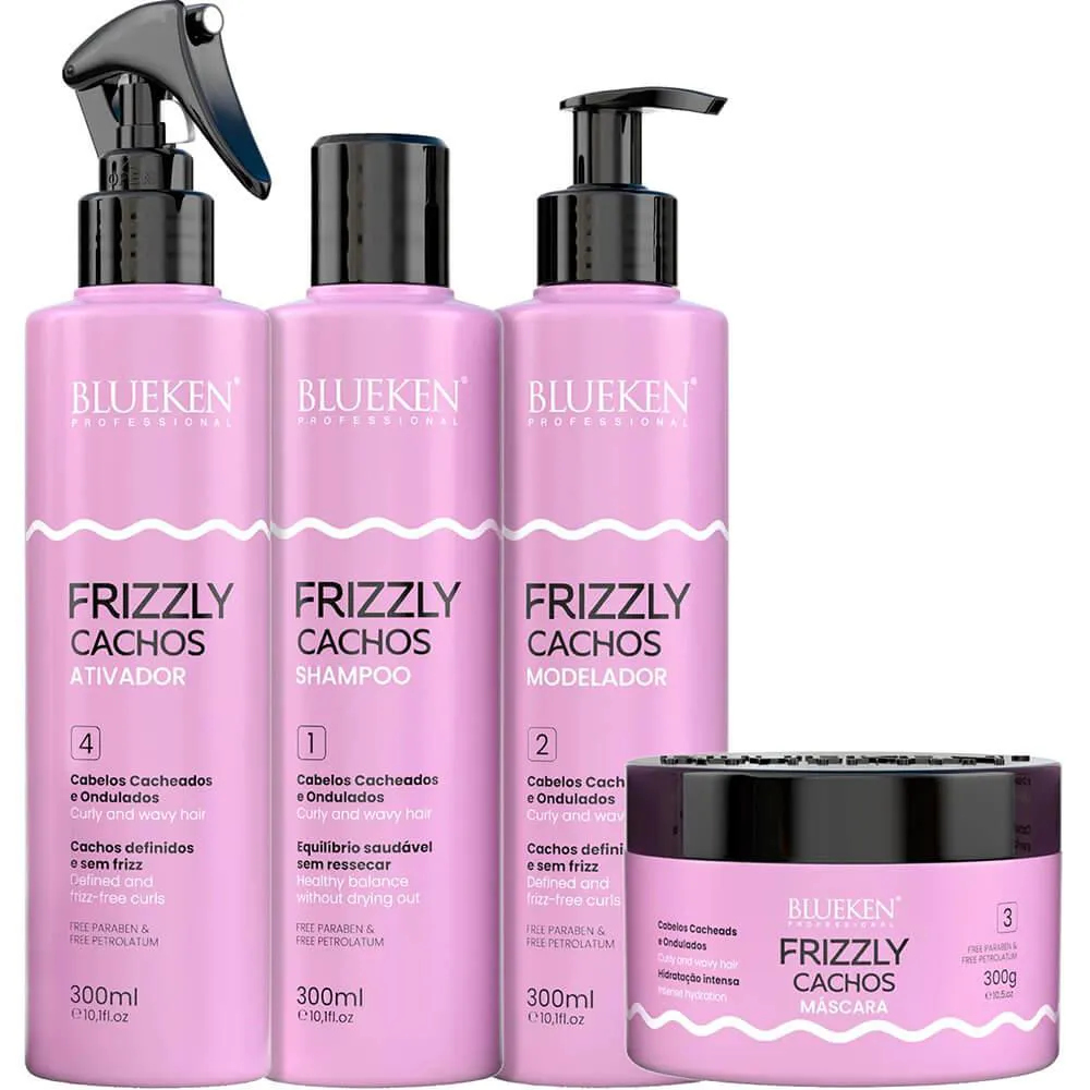 Blueken Frizzly Cachos - Kit Definição Antifrizz Completo (4 Produtos)