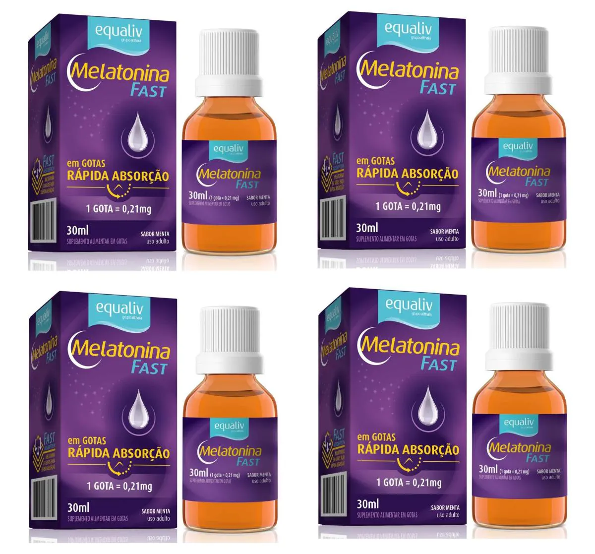 KIT 4 SUPLEMENTO EQUALIV MELATONINA FAST RáPIDA AçãO 30ML