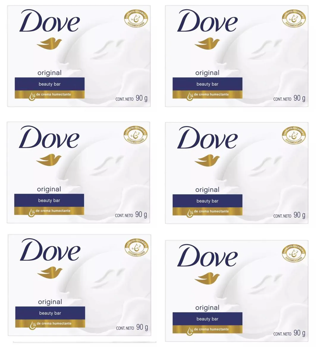 KIT COM 6 SABONETE BARRA HIDRATANTE DOVE ORIGINAL 90G