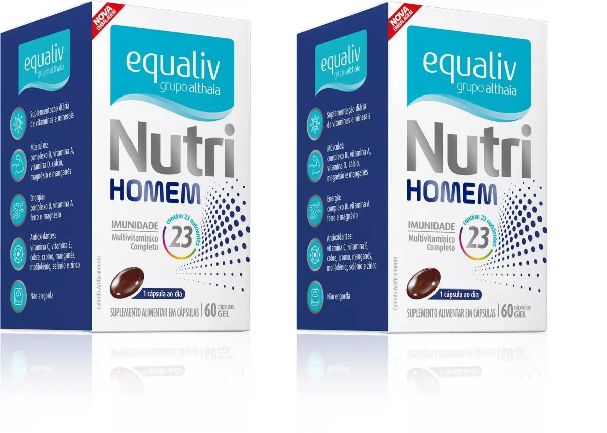 KIT COM 2 SUPLEMENTO VITAMíNICO EQUALIV NUTRI HOMEM 60CPS
