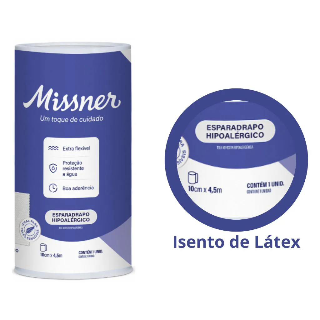 ESPARADRAPO HIPOALéRGICO BRANCO 10CM X 4,5M (ISENTO DE LáTEX) – MISSNER