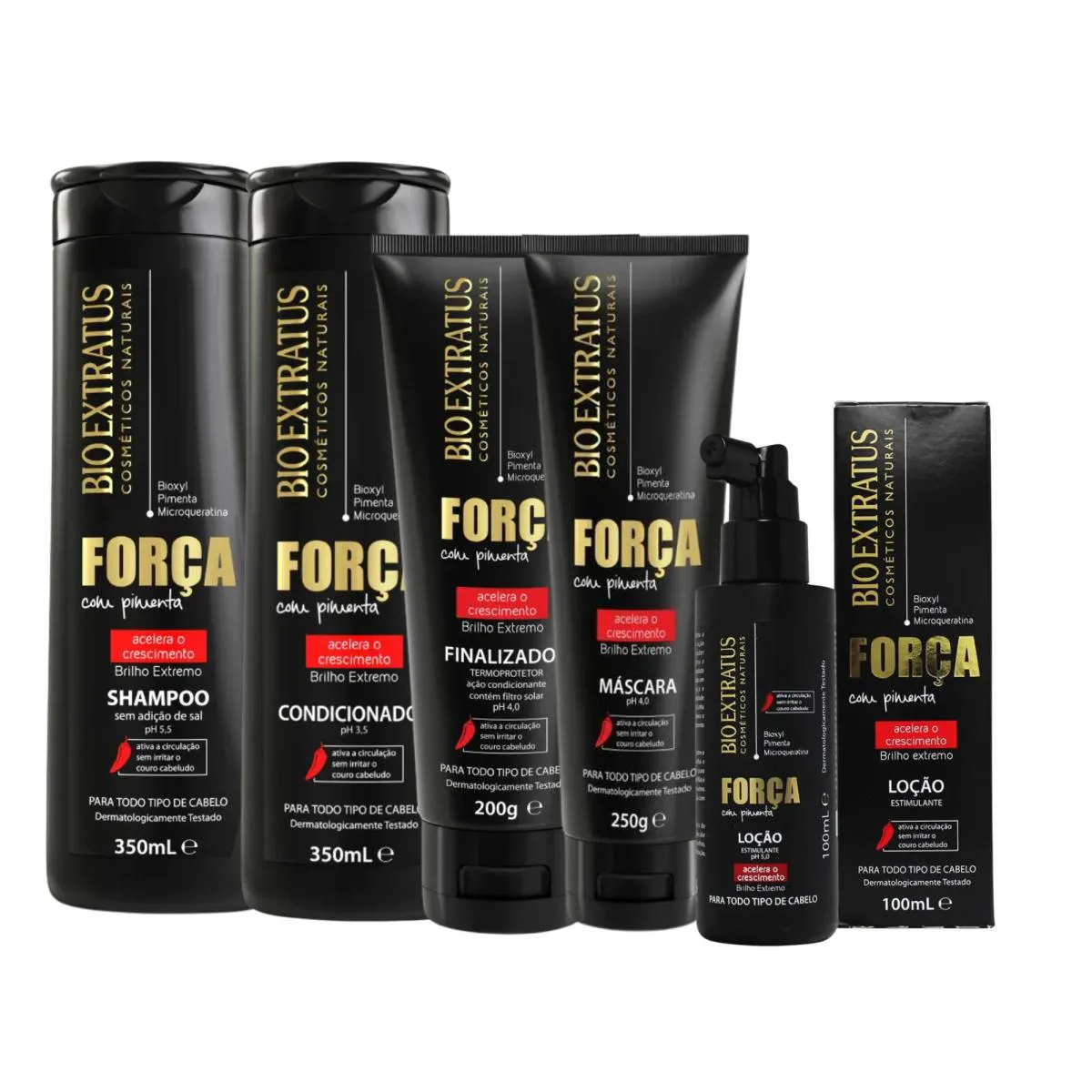 KIT COMPLETO CABELOS MAIS FORTE COM PIMENTA - BIO EXTRATUS