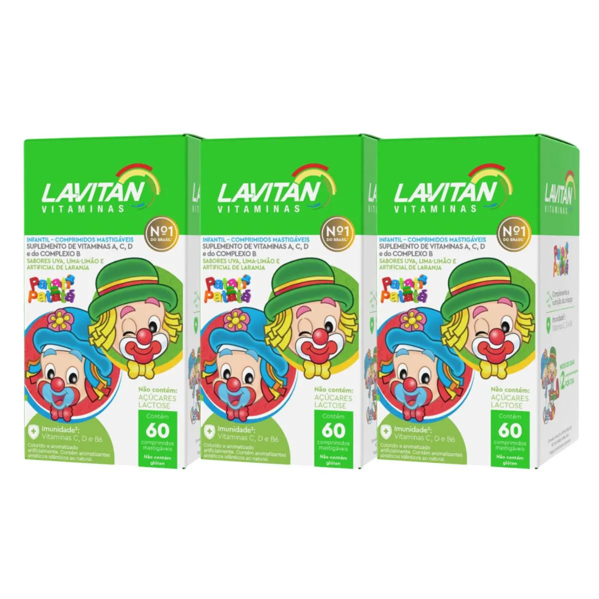 KIT 3 LAVITAN KIDS VITAMINAS MASTIGáVEIS PATATI PATATá CIMED